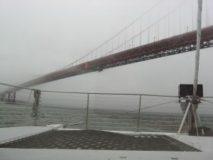 Foggy approach to the Golden Gate Bridge